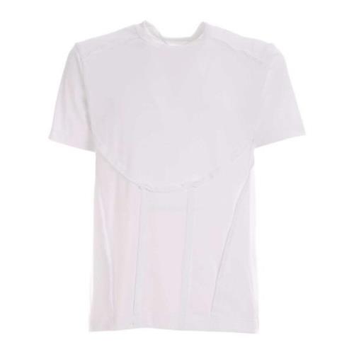 Hvit Ribbet T-skjorte med Omvendt Søm