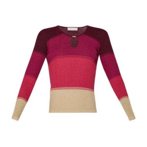 Multifarget Ribbestrikket Sweatshirt med Lurex-detaljer