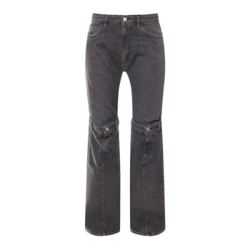 Sort Denim Flared Bukse