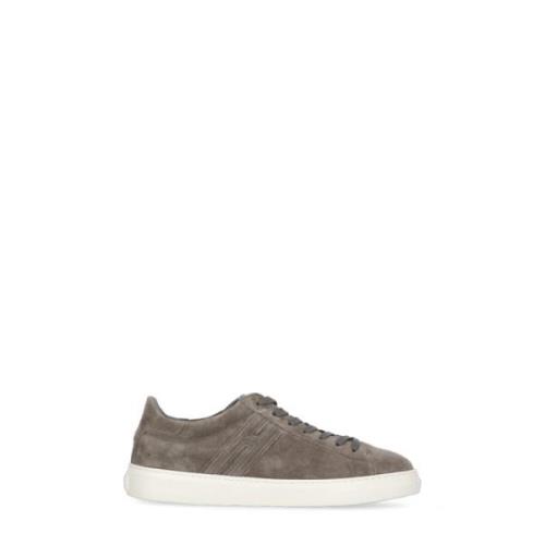 Beige Semsket Skinn Sneakers for Menn