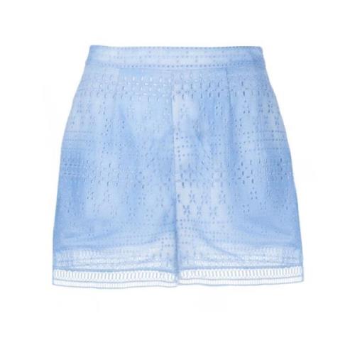 Blå Bomull Broderie Anglaise Shorts