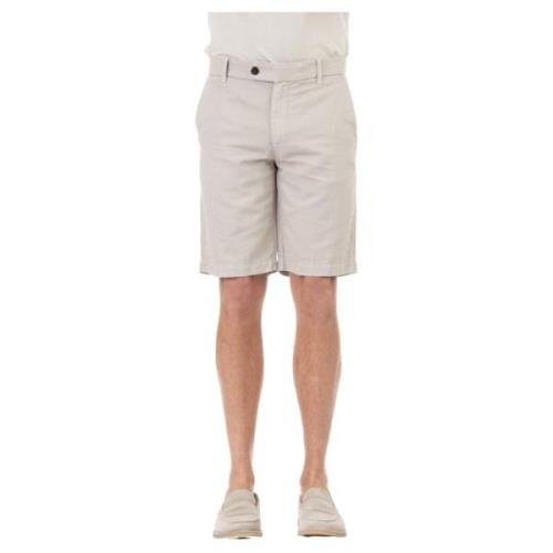 Beige Bomull-Lin Bermuda Shorts