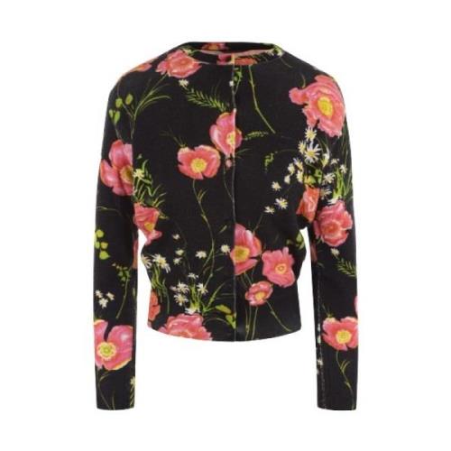 Sort Poppy Printet Kort Cardigan