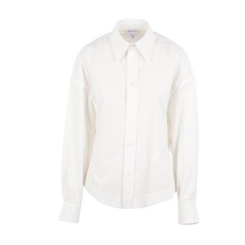 Hvit Poplin Bomullsskjorte med Ballongeffekt