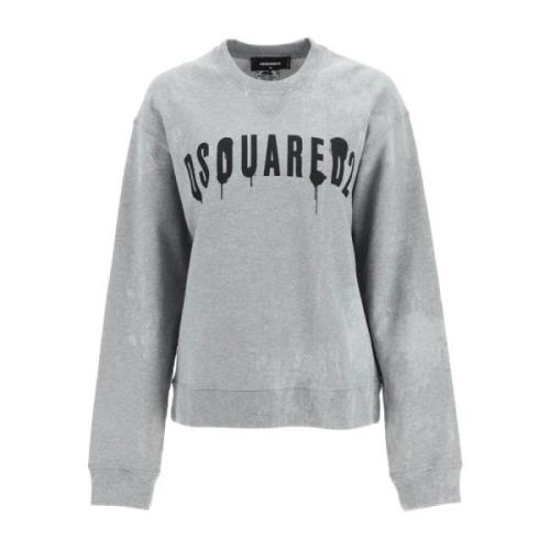 Grå Logo Print Crewneck Sweater