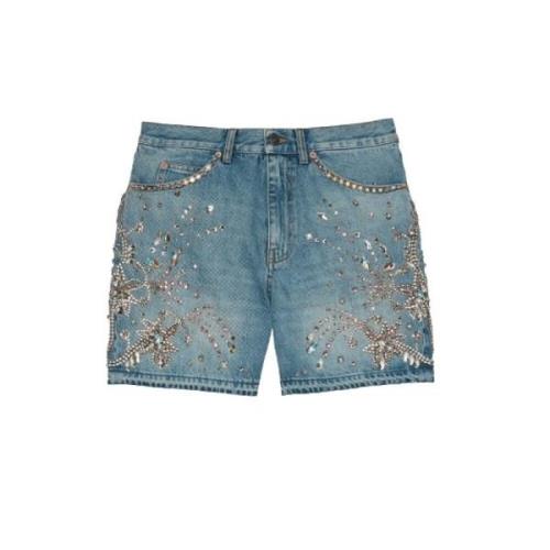 Denimshorts med krystallpynt