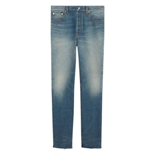 Mid-rise straight-leg vaskede jeans