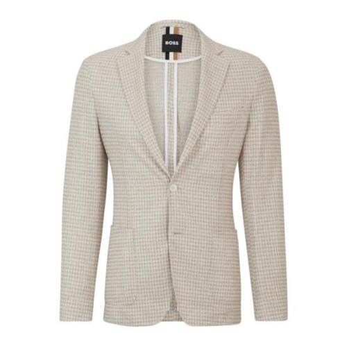 Moderne Slim Fit Jakke i Mønstret Jersey Beige