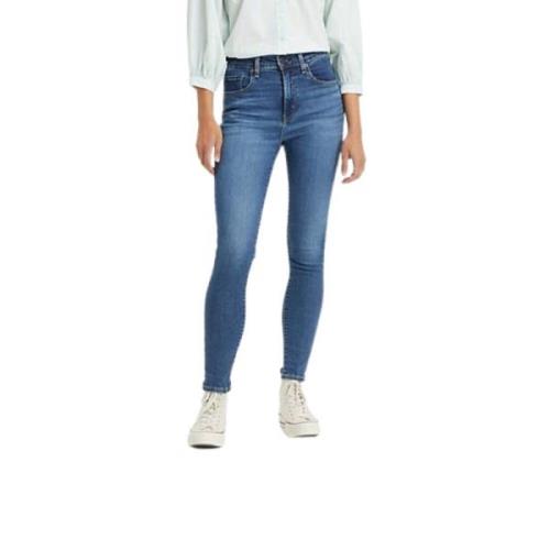 Høy Midje Skinny Jeans Blå Bølge