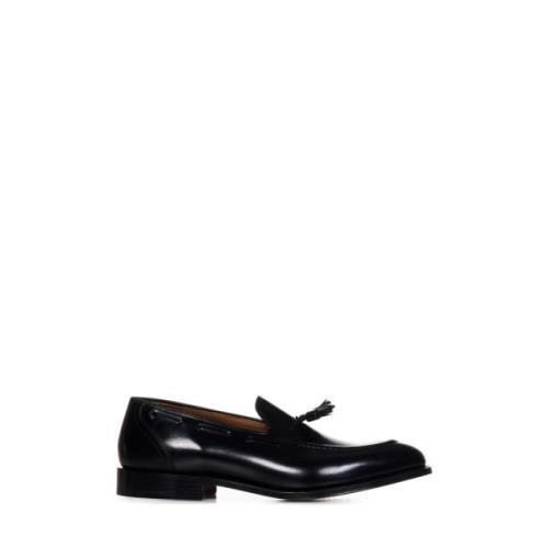 Sorte flate loafers for menn