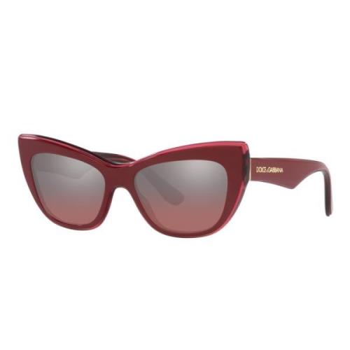 Bordeaux Cat-eye Solbriller med Gradient Rosa Linser