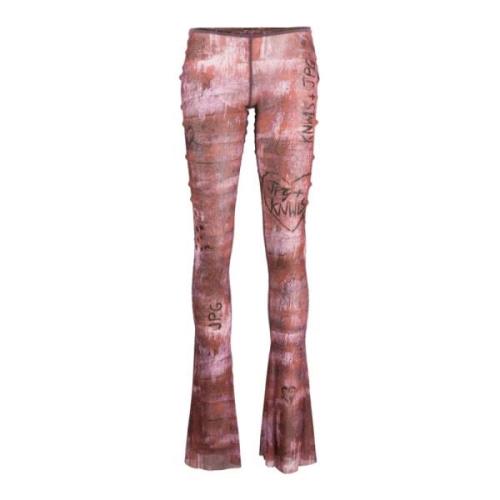 Trykte Flare Leggings i Brun/Lilla