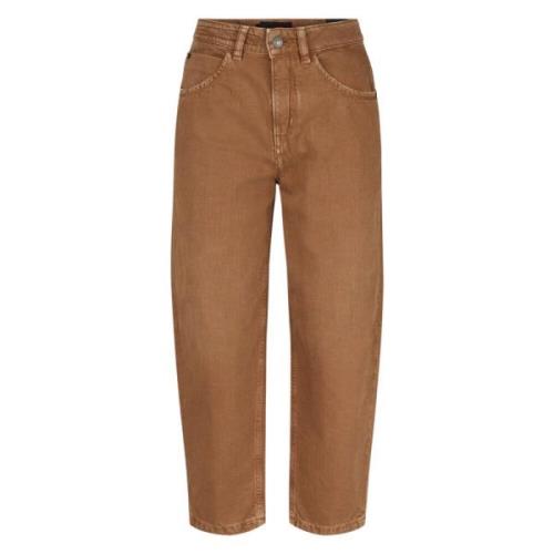 Avslappet passform brun jeans med O-Line silhuett
