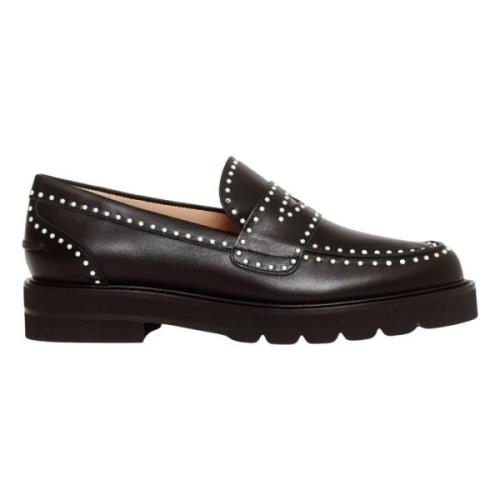 Svart skinnstudded loafer - Størrelse 36