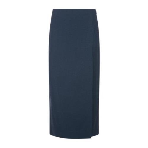 Solar Blue Wrap Midi Skjørt