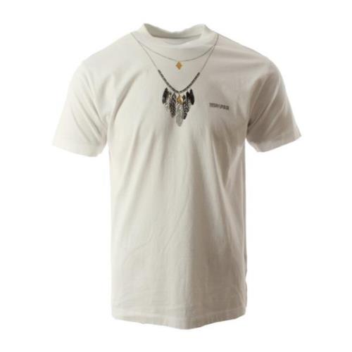 Hvit T-skjorte med Fjærhalskjede for Menn