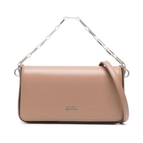 Beige Kjede Skulder Cross Body Bag