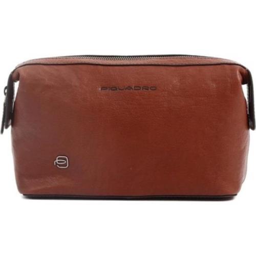 Brun Skinn Clutch Beauty Case