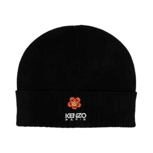 Svart Boke Flower Ull Beanie