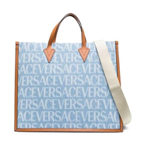 Blå Logo Print Tote Bag