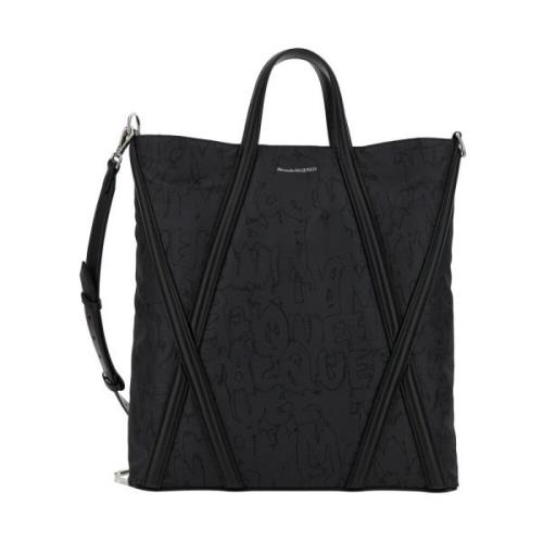 Sort Toteveske med McQueen Graffiti Print