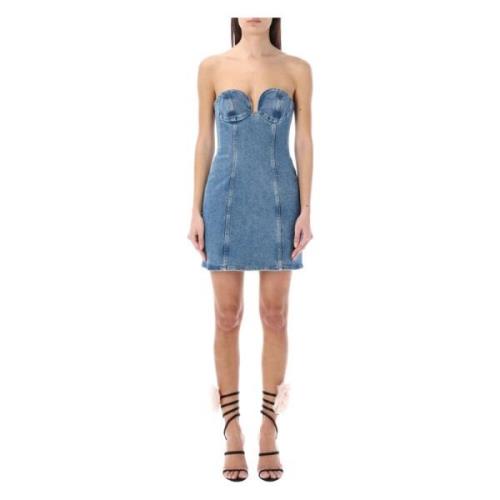 Blå Denim Bustier Minikjole