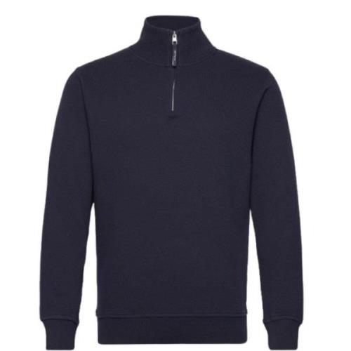 Evening Blue Gant Waffle Texture Half Zip Sweat