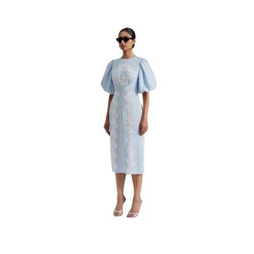 Rudy Embroidered Linen Midi Dress - Light Blue