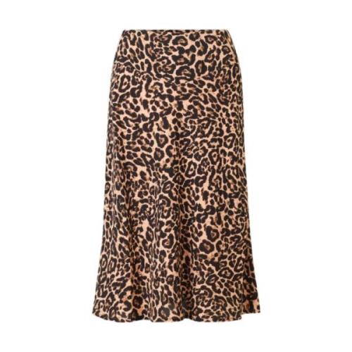 Leopard Print Midi Skjørt