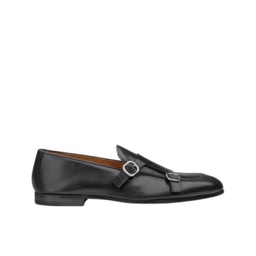 Svart skinn dobbel spenne loafer