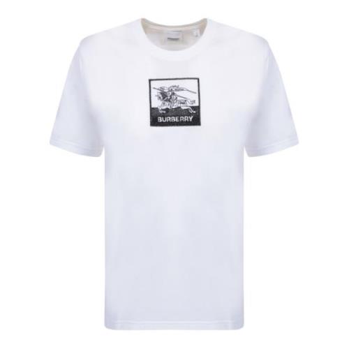 Hvit Rundhals T-skjorte med Brodert Logo