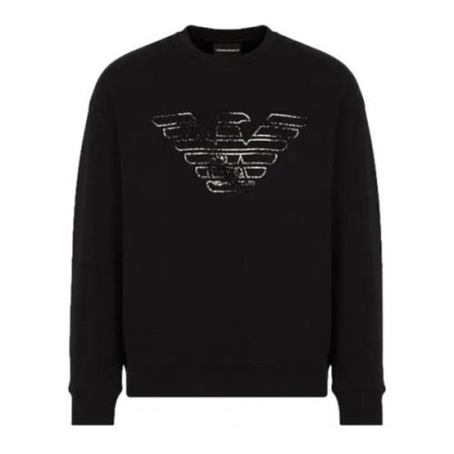 Sort Dobbel Jersey Sweatshirt med Graffiti Logo Print