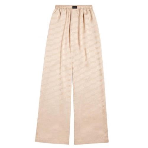 Beige Sateng Monogram Pyjamasbukse