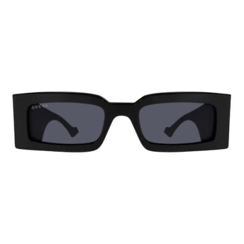 Svart Grå Rektangulære Solbriller