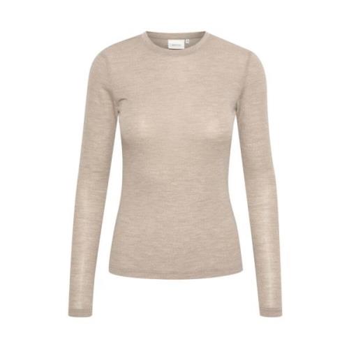 Gestuz - Ninia GZ LS Wool Roundneck Noos Sand Melange