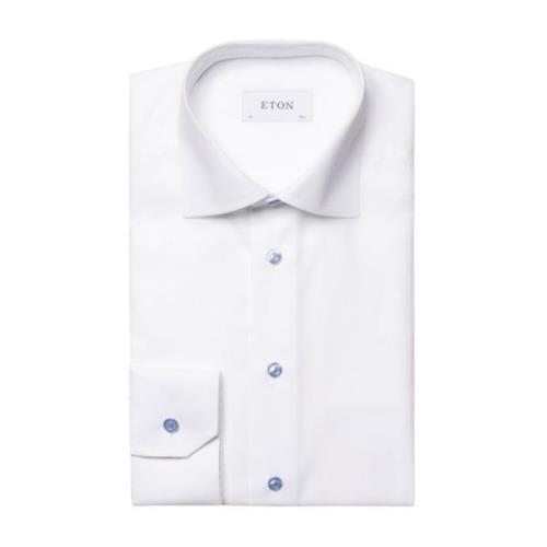 Hvit Eton Skjorter Slim Semi Solid Twill Shirt Skjorte