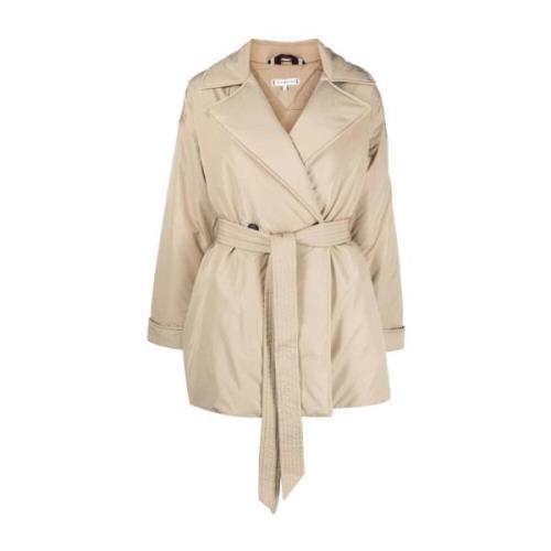 Beige Polstret Peacoat Trench Coat