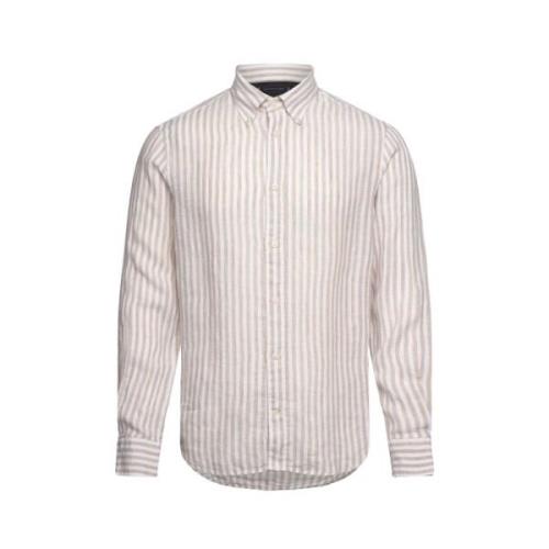 Beige Tommy Hilfiger Dc Bold Linen Stripe Shirt Skjorter