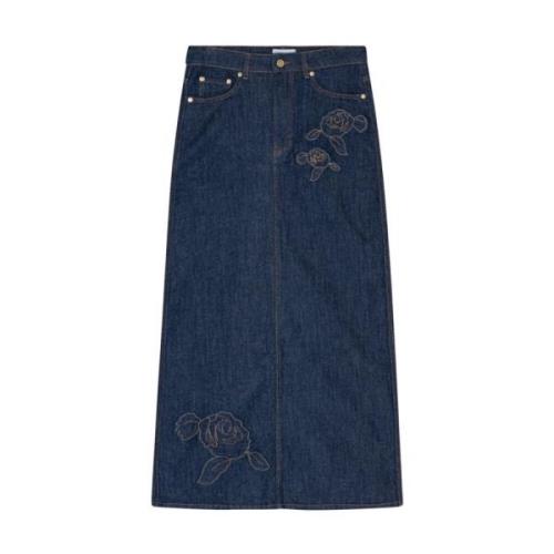 Denim Ganni Rinse Stitch Denim Maxi Skirt Skjørt