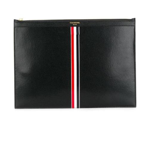 Svart Vertikal Stripe Skinn Clutch