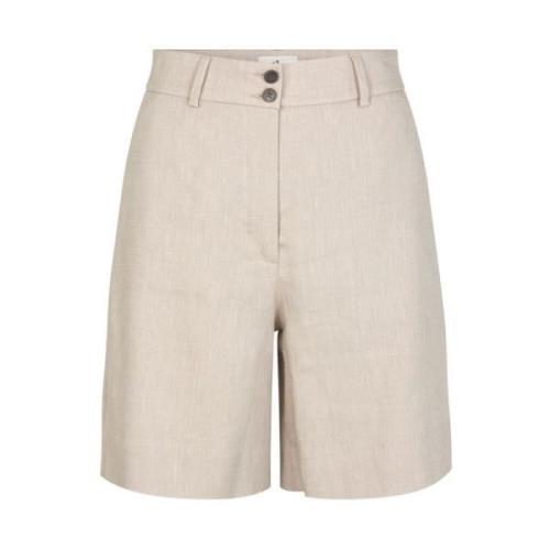 Sand Linen Fiveunits Laurafv Midi Shorts 769 Bukser