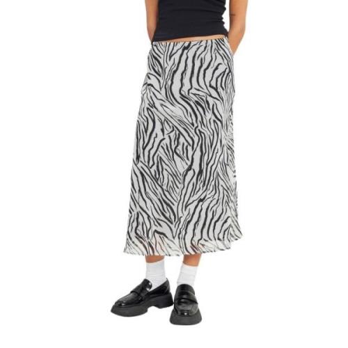 Zebra Print Midi Skjørt