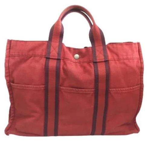 Pre-owned Burgunder lerret Hermes Tote