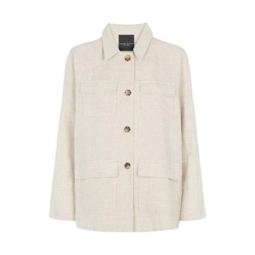 Beige Lin Overshirt Button-Up