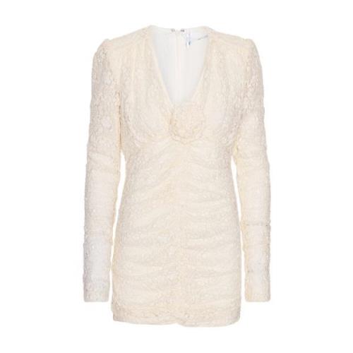 Lace Mini Dress V-Neck - Egret