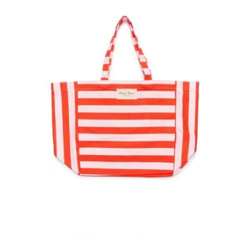 Stripet Mandarin Rød Tote Bag