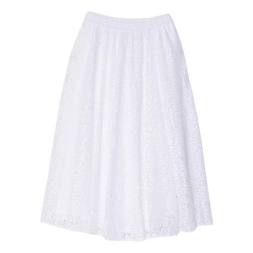 Hvit Michael Kors White Cheetah Lce Pull On Skirt Skjørt