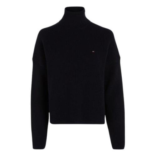 Ribbet dame turtleneck genser