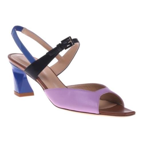 Sandal in lilac and blue calfskin