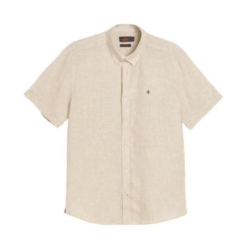 Beige Lin SS Skjorte Classic Fit